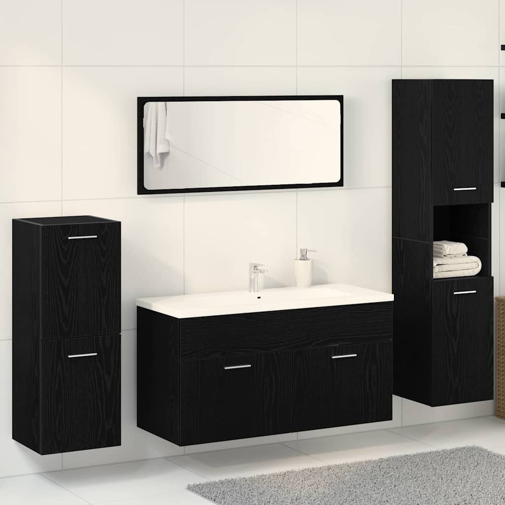 Set namještaja za kupaonicu 4 pcs Crni hrast Konstruirano drvo