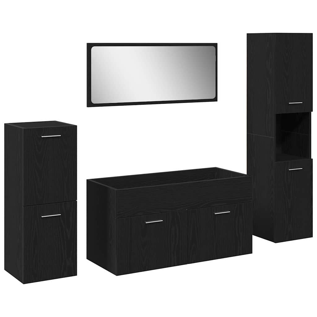 Set namještaja za kupaonicu 4 pcs Crni hrast Konstruirano drvo