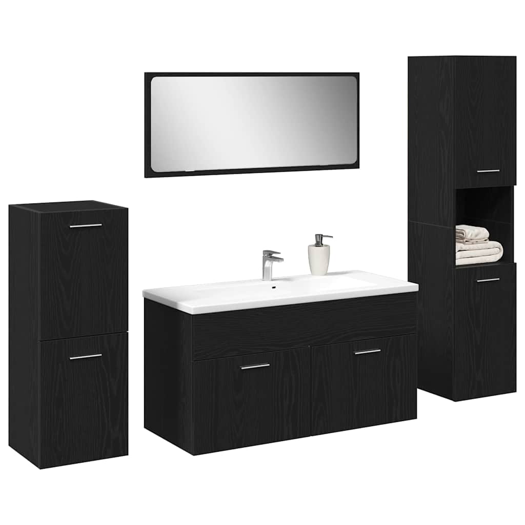 Set namještaja za kupaonicu 4 pcs Crni hrast Konstruirano drvo
