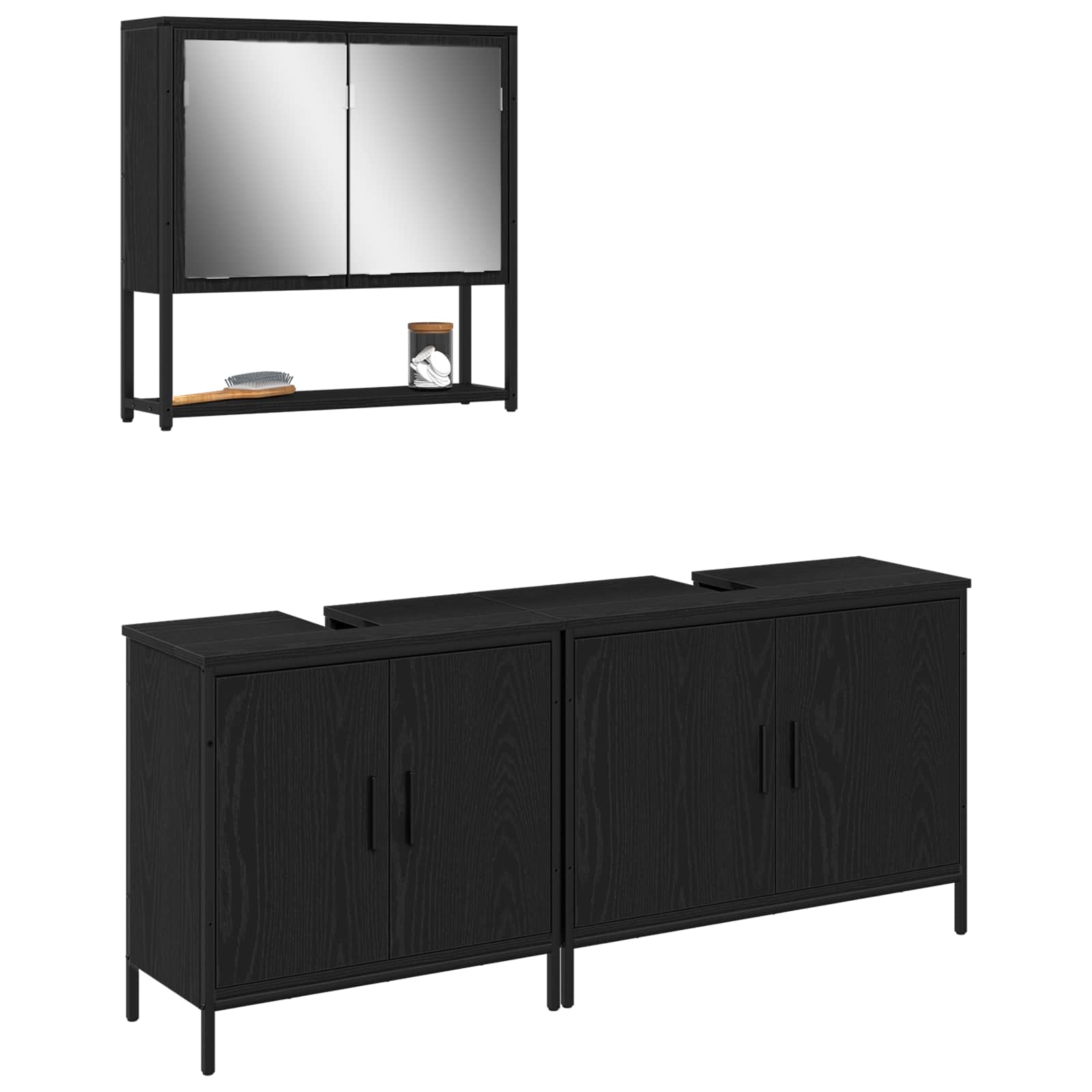 Set namještaja za kupaonicu Zidne 3 pcs Crna Konstruirano drvo