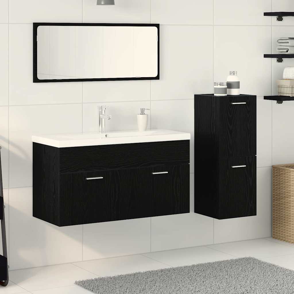 Set namještaja za kupaonicu 4 pcs Crni hrast Konstruirano drvo