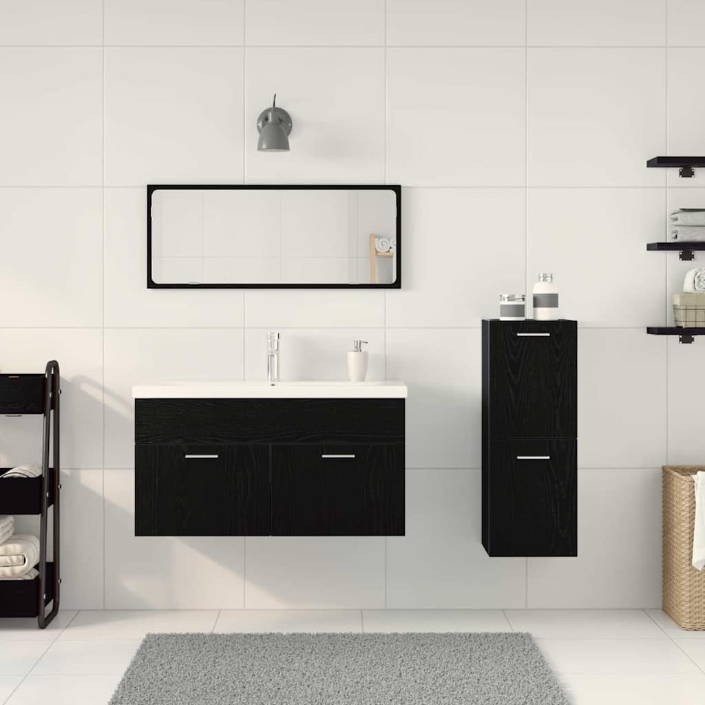 Set namještaja za kupaonicu 4 pcs Crni hrast Konstruirano drvo
