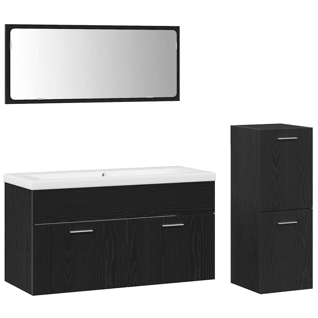 Set namještaja za kupaonicu 4 pcs Crni hrast Konstruirano drvo