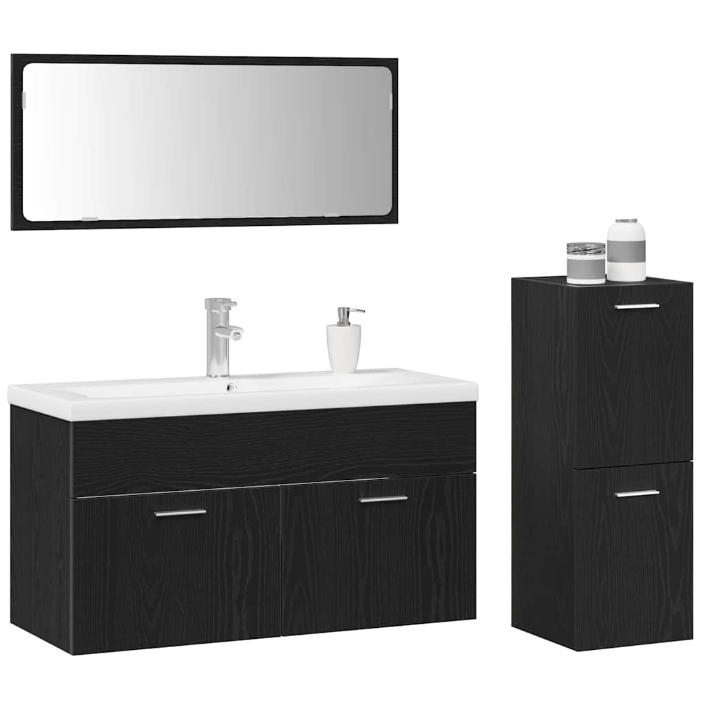 Set namještaja za kupaonicu 4 pcs Crni hrast Konstruirano drvo