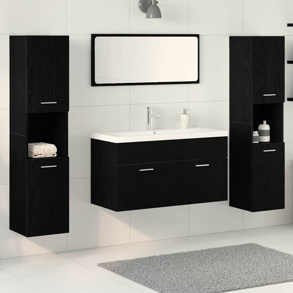 Set namještaja za kupaonicu 4 pcs Crni hrast Konstruirano drvo