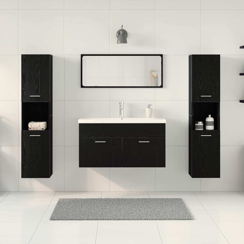 Set namještaja za kupaonicu 4 pcs Crni hrast Konstruirano drvo