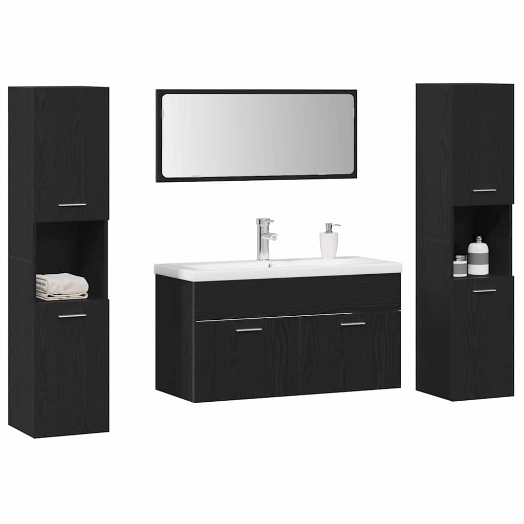 Set namještaja za kupaonicu 4 pcs Crni hrast Konstruirano drvo