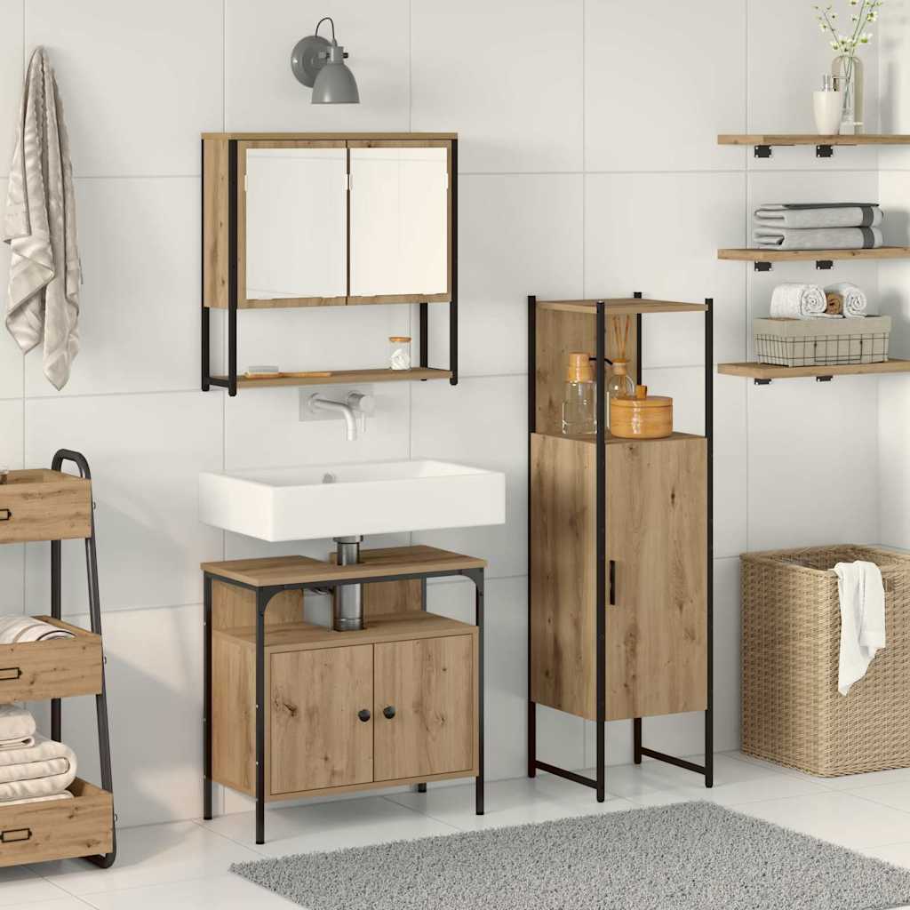 Set namještaja za kupaonicu 3 kom. Smeđa 33 x 33 x 120,5 cm