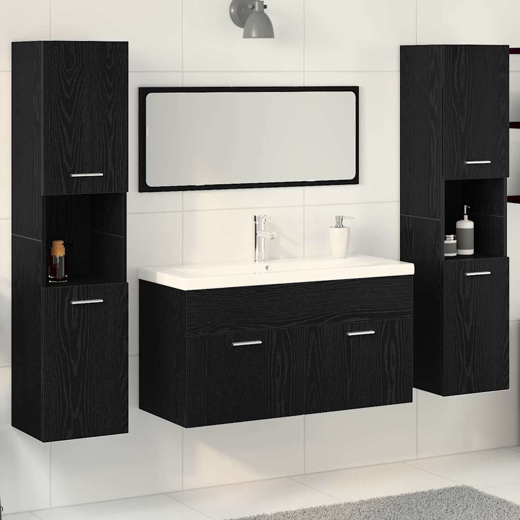 Set namještaja za kupaonicu 4 pcs Crni hrast Konstruirano drvo
