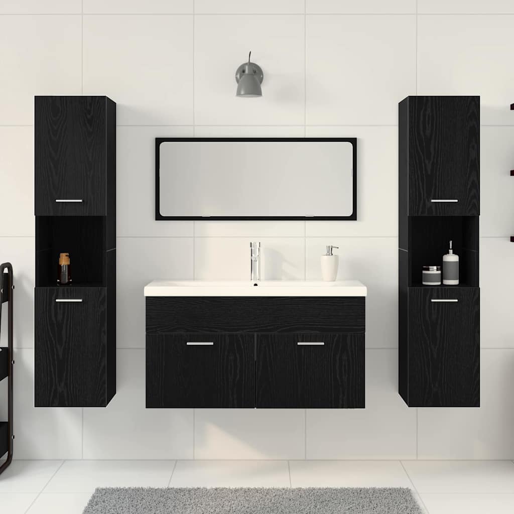 Set namještaja za kupaonicu 4 pcs Crni hrast Konstruirano drvo
