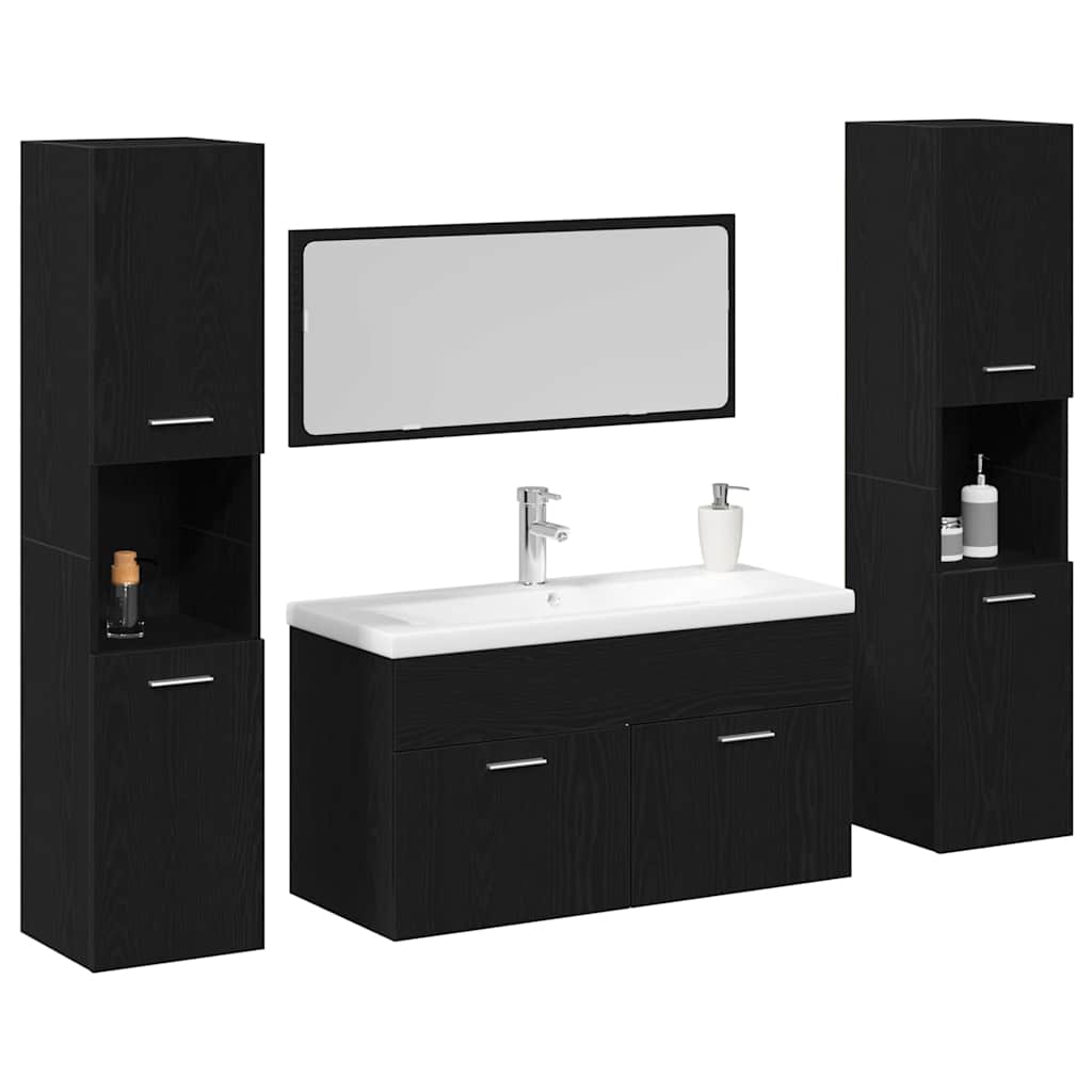 Set namještaja za kupaonicu 4 pcs Crni hrast Konstruirano drvo