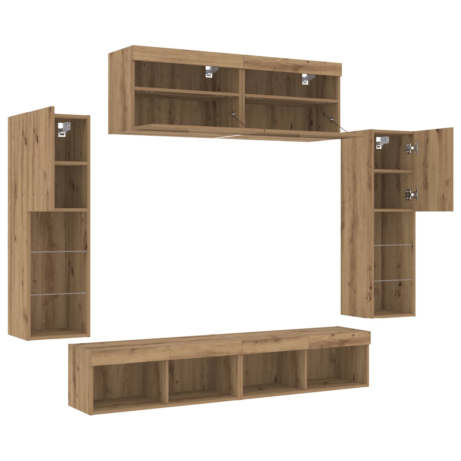 Set TV komoda Zidne 6 pcs hrast artisan Konstruirano drvo