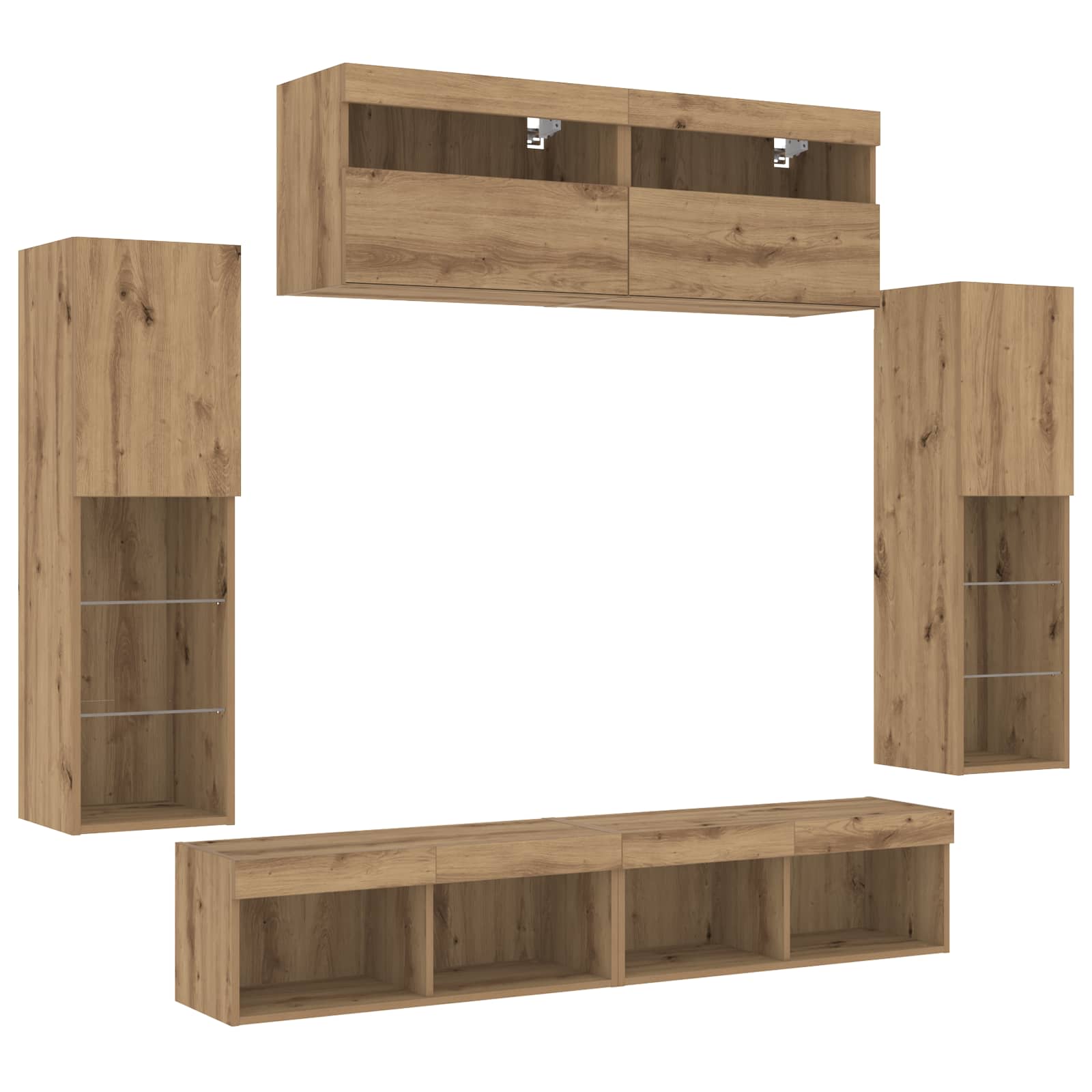 Set TV komoda Zidne 6 pcs hrast artisan Konstruirano drvo