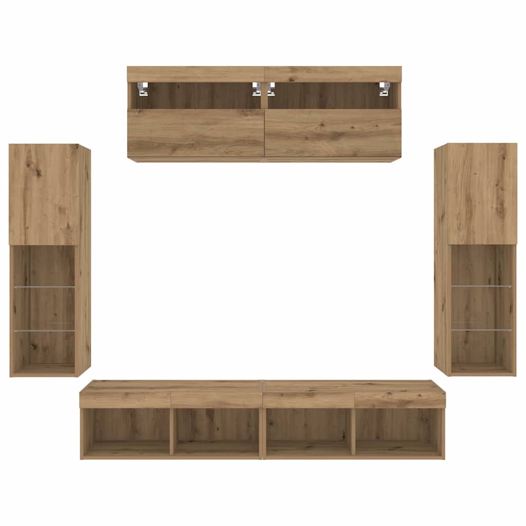 Set TV komoda Zidne 6 pcs hrast artisan Konstruirano drvo