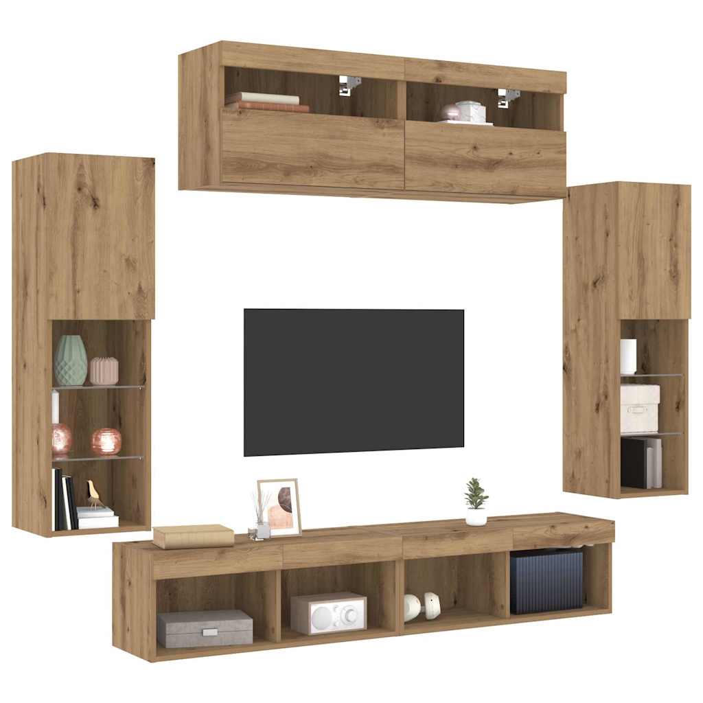 Set TV komoda Zidne 6 pcs hrast artisan Konstruirano drvo