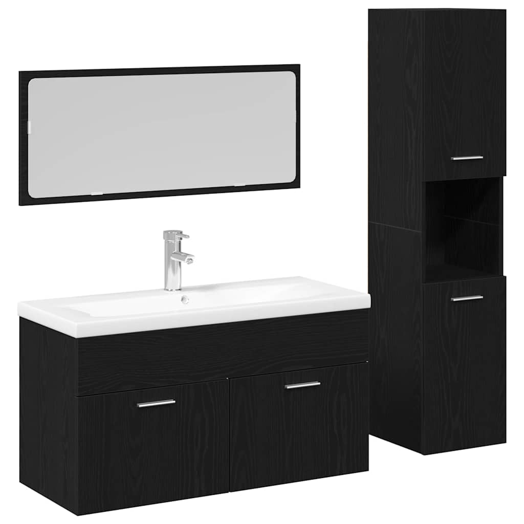 Set namještaja za kupaonicu 4 pcs Crni hrast Konstruirano drvo