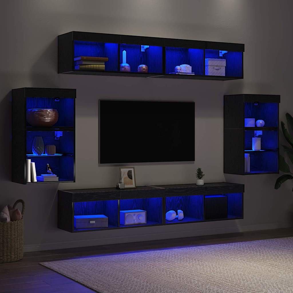 Set TV komoda S LED lampica 8 pcs Konstruirano drvo