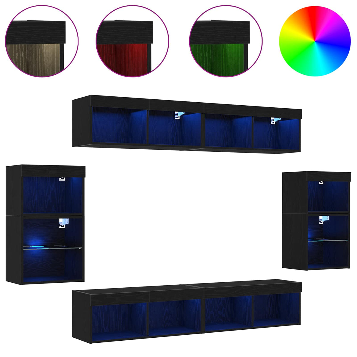 Set TV komoda S LED lampica 8 pcs Konstruirano drvo
