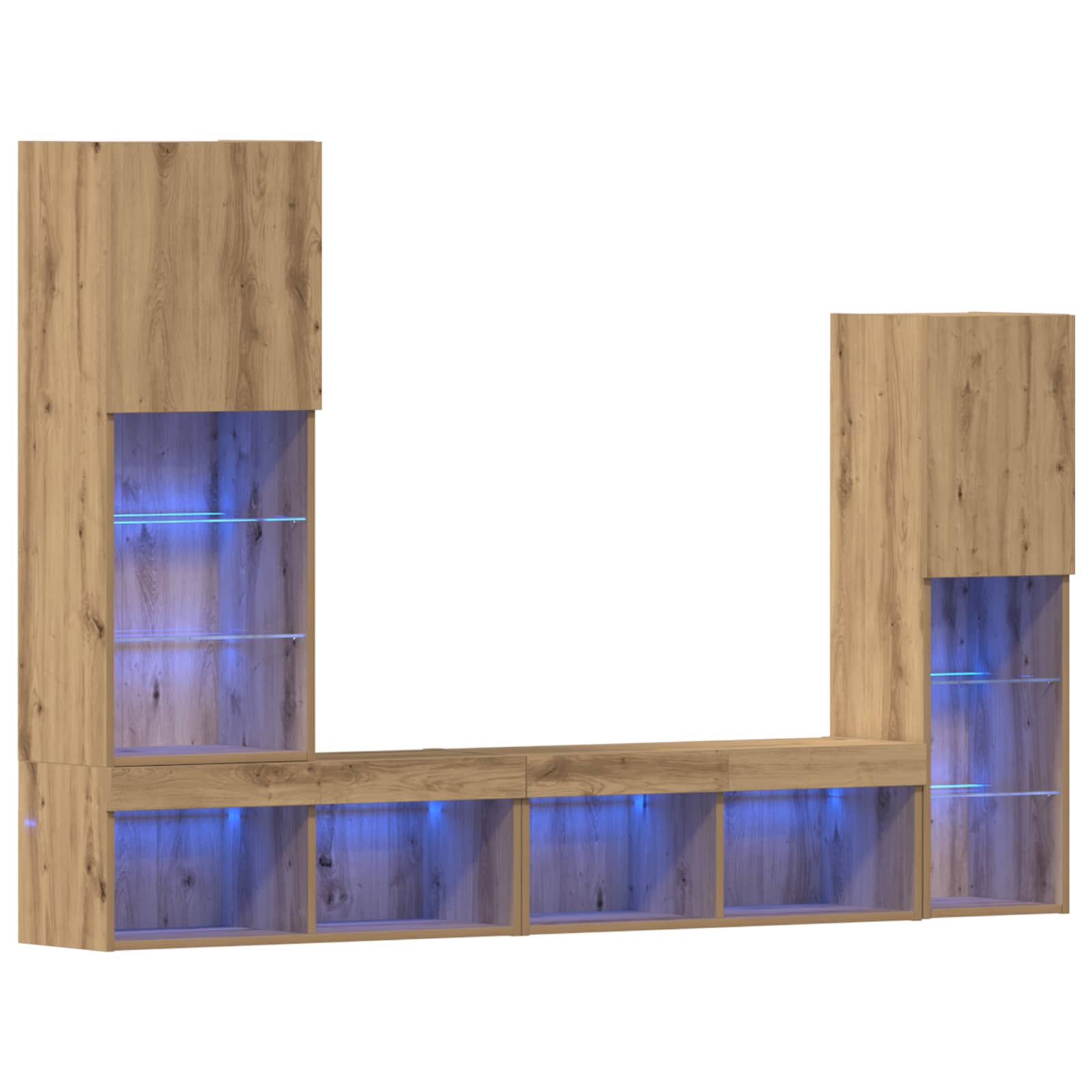 TV ormar S LED lampica 4 pcs hrast artisan Konstruirano drvo