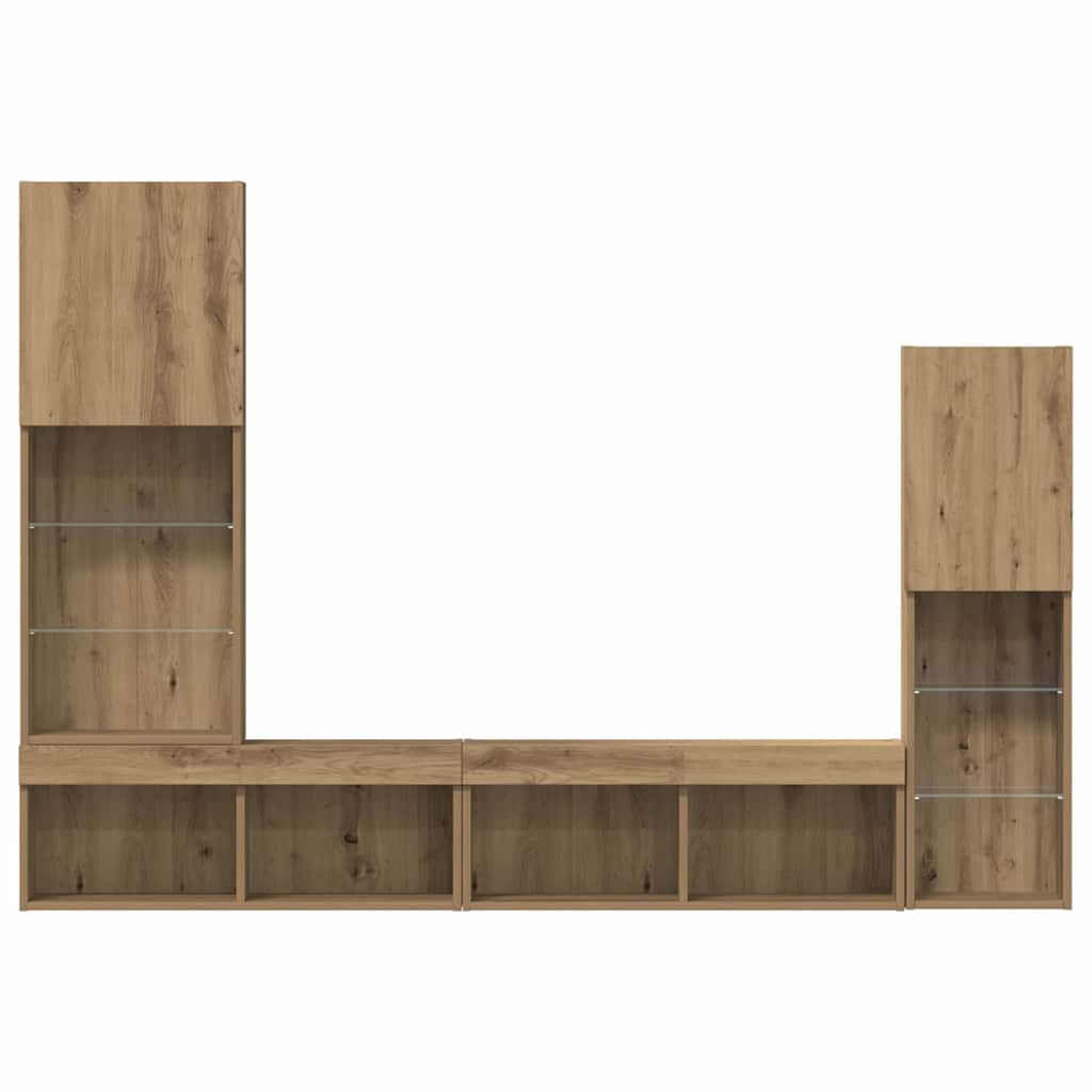 TV ormar S LED lampica 4 pcs hrast artisan Konstruirano drvo