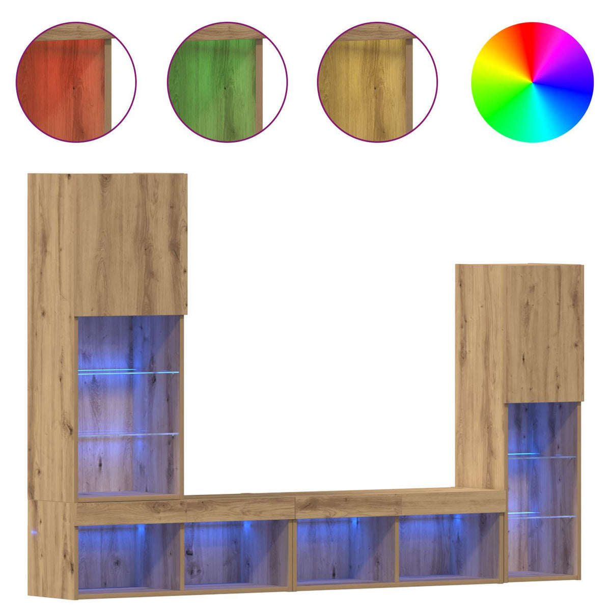 TV ormar S LED lampica 4 pcs hrast artisan Konstruirano drvo