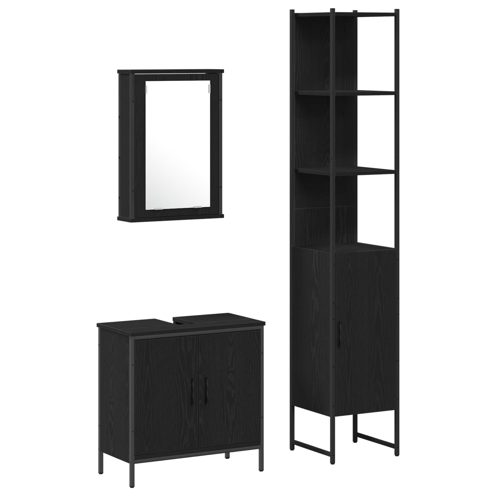 Set namještaja za kupaonicu Zidne 3 pcs Crna Konstruirano drvo