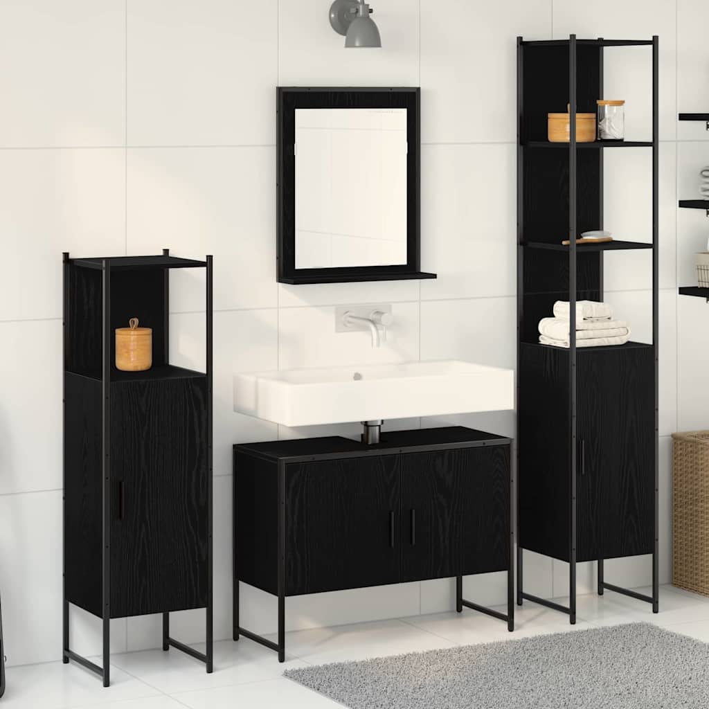 Set namještaja za kupaonicu 4 pcs Crna Konstruirano drvo
