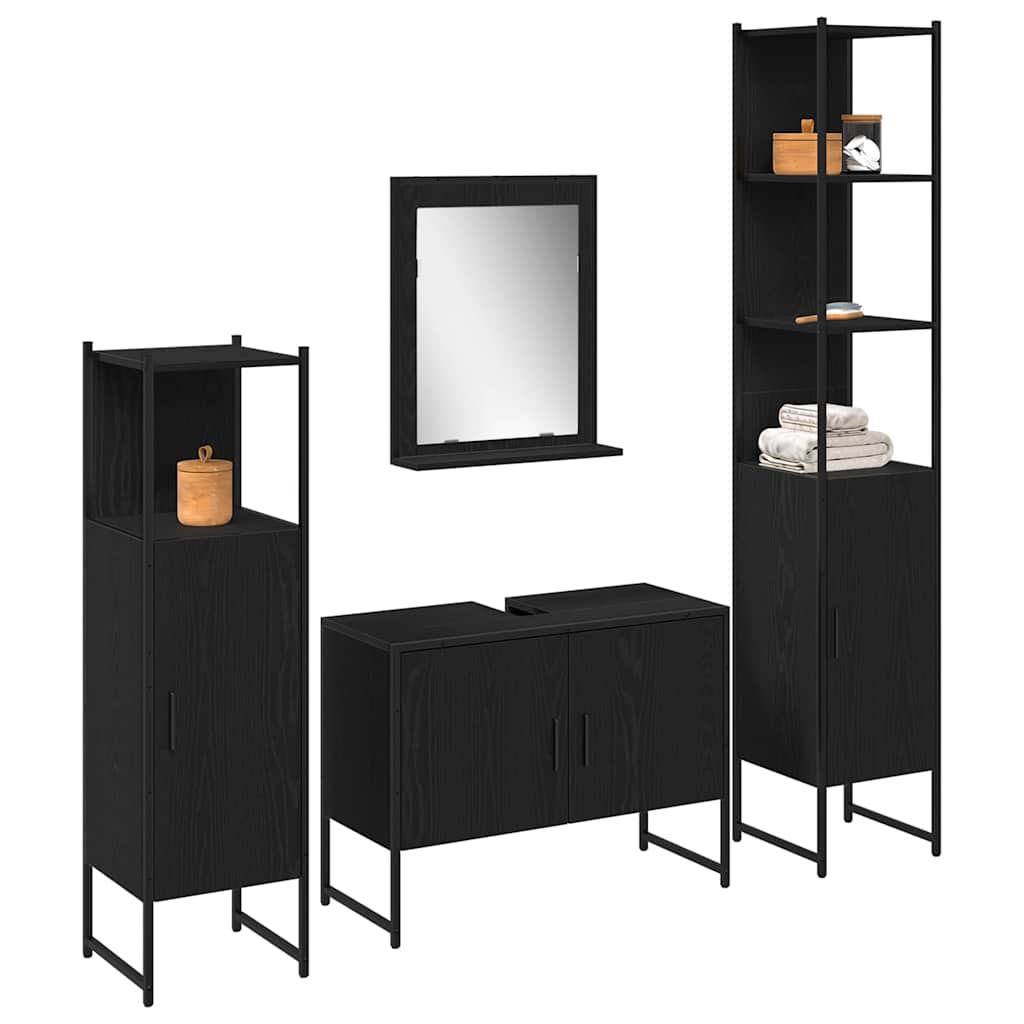 Set namještaja za kupaonicu 4 pcs Crna Konstruirano drvo