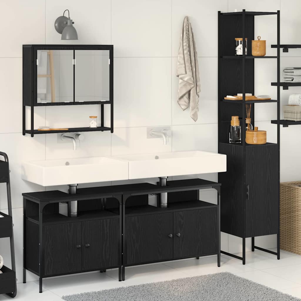 Set namještaja za kupaonicu 4 pcs Crni hrast Konstruirano drvo