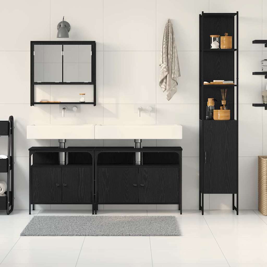 Set namještaja za kupaonicu 4 pcs Crni hrast Konstruirano drvo