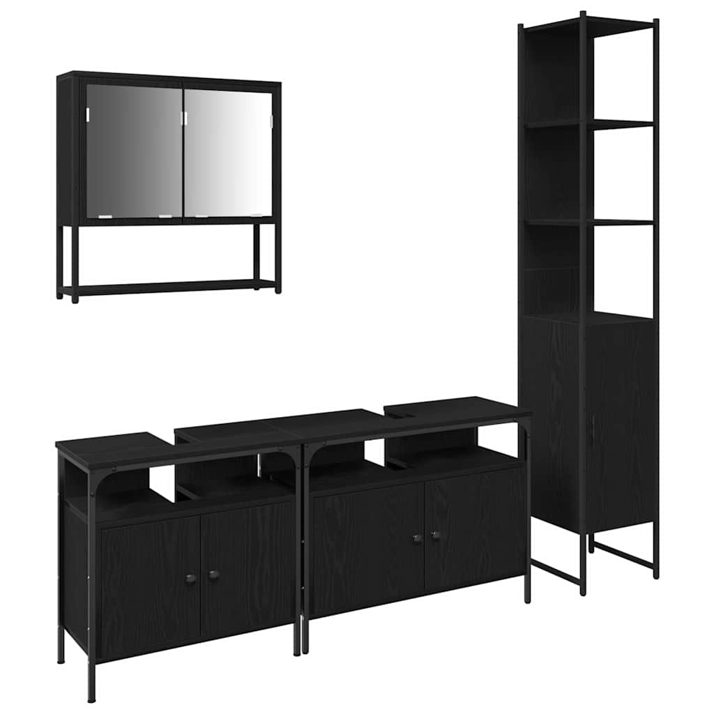 Set namještaja za kupaonicu 4 pcs Crni hrast Konstruirano drvo