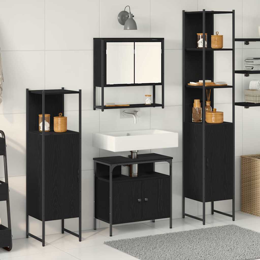 Set namještaja za kupaonicu 4 pcs Crni hrast Konstruirano drvo