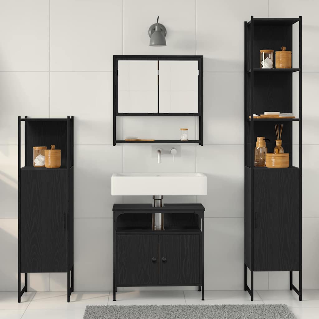 Set namještaja za kupaonicu 4 pcs Crni hrast Konstruirano drvo