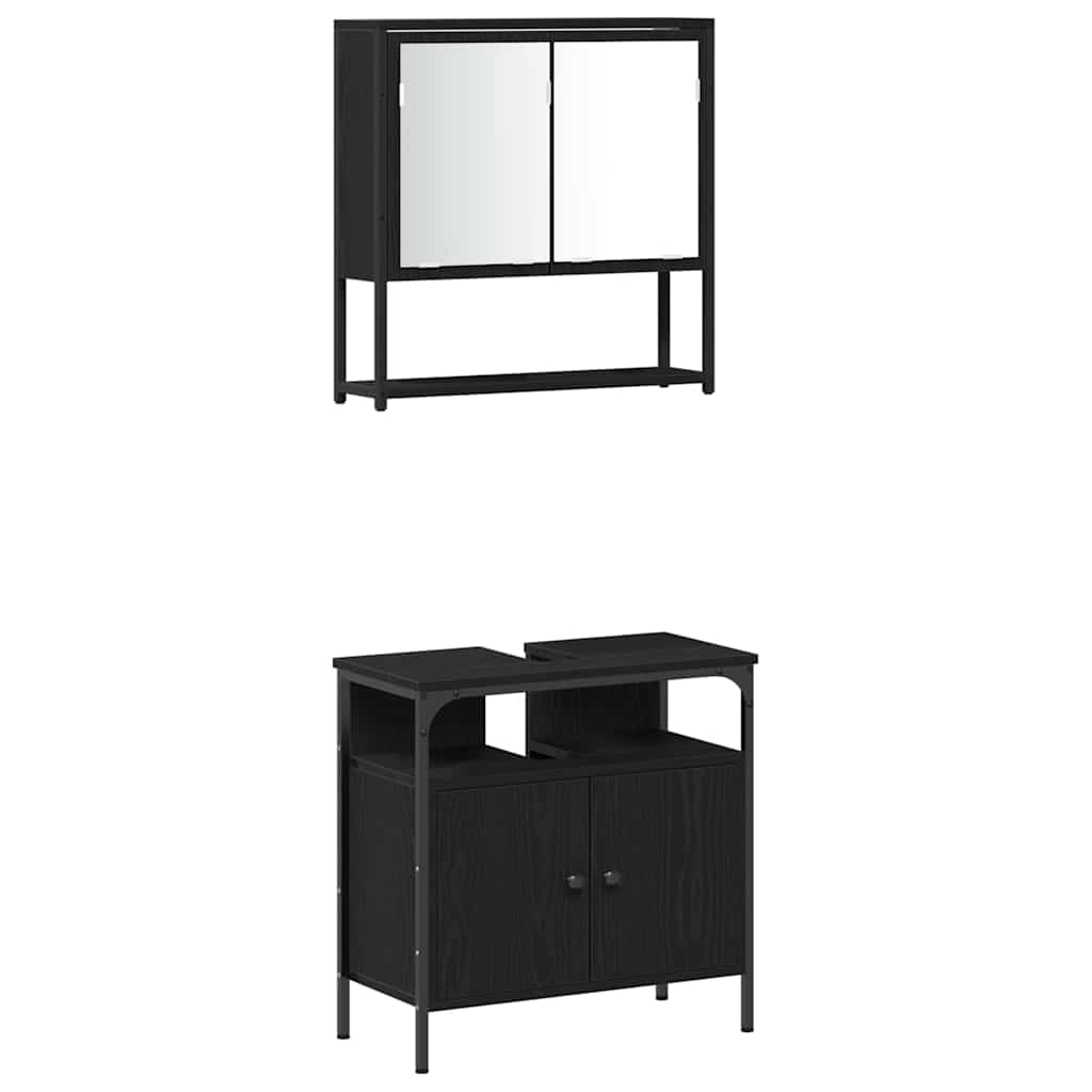 Set namještaja za kupaonicu 4 pcs Crni hrast Konstruirano drvo