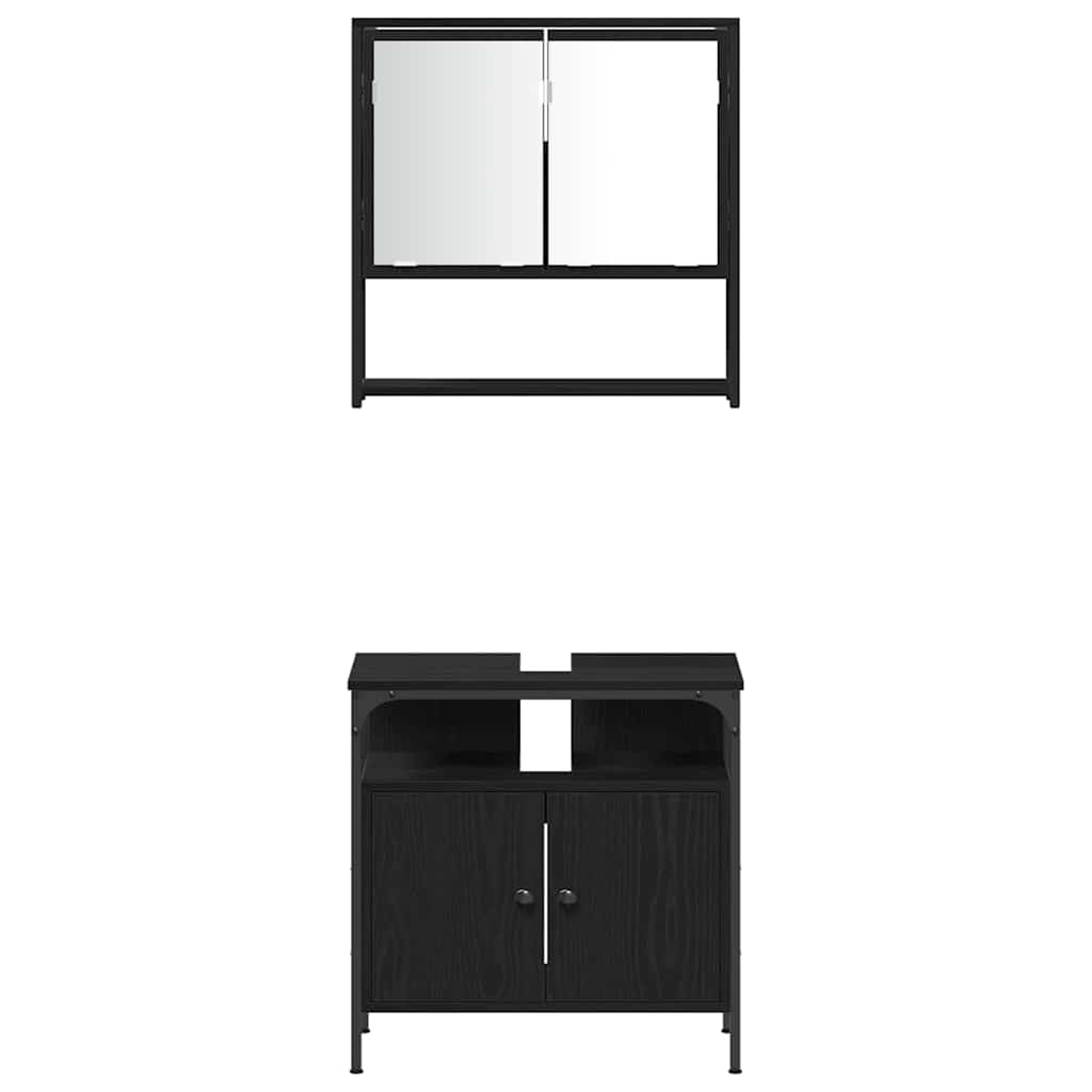 Set namještaja za kupaonicu 4 pcs Crni hrast Konstruirano drvo