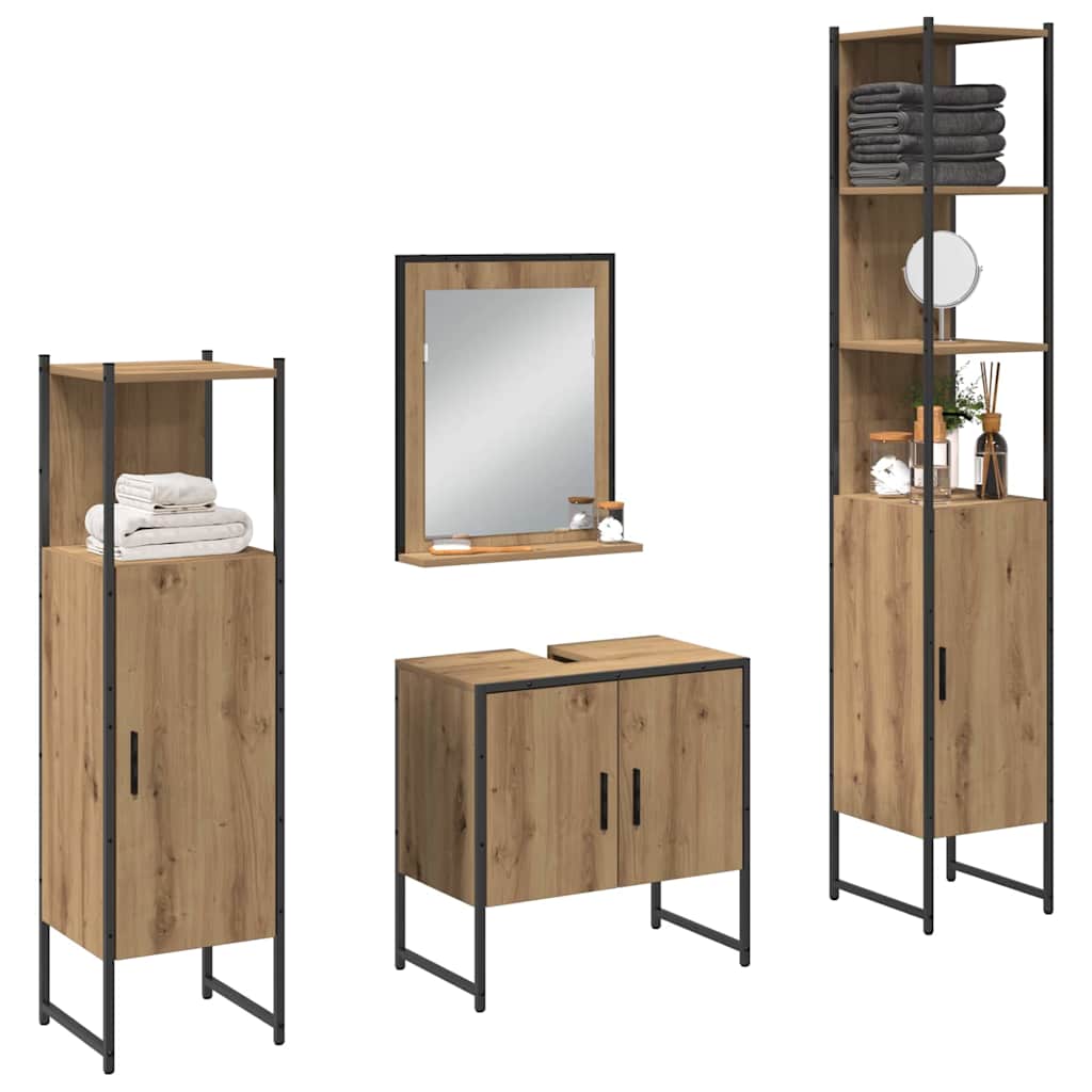 Set namještaja za kupaonicu 4 pcs Smeđa 33 x 33 x 185.5 cm
