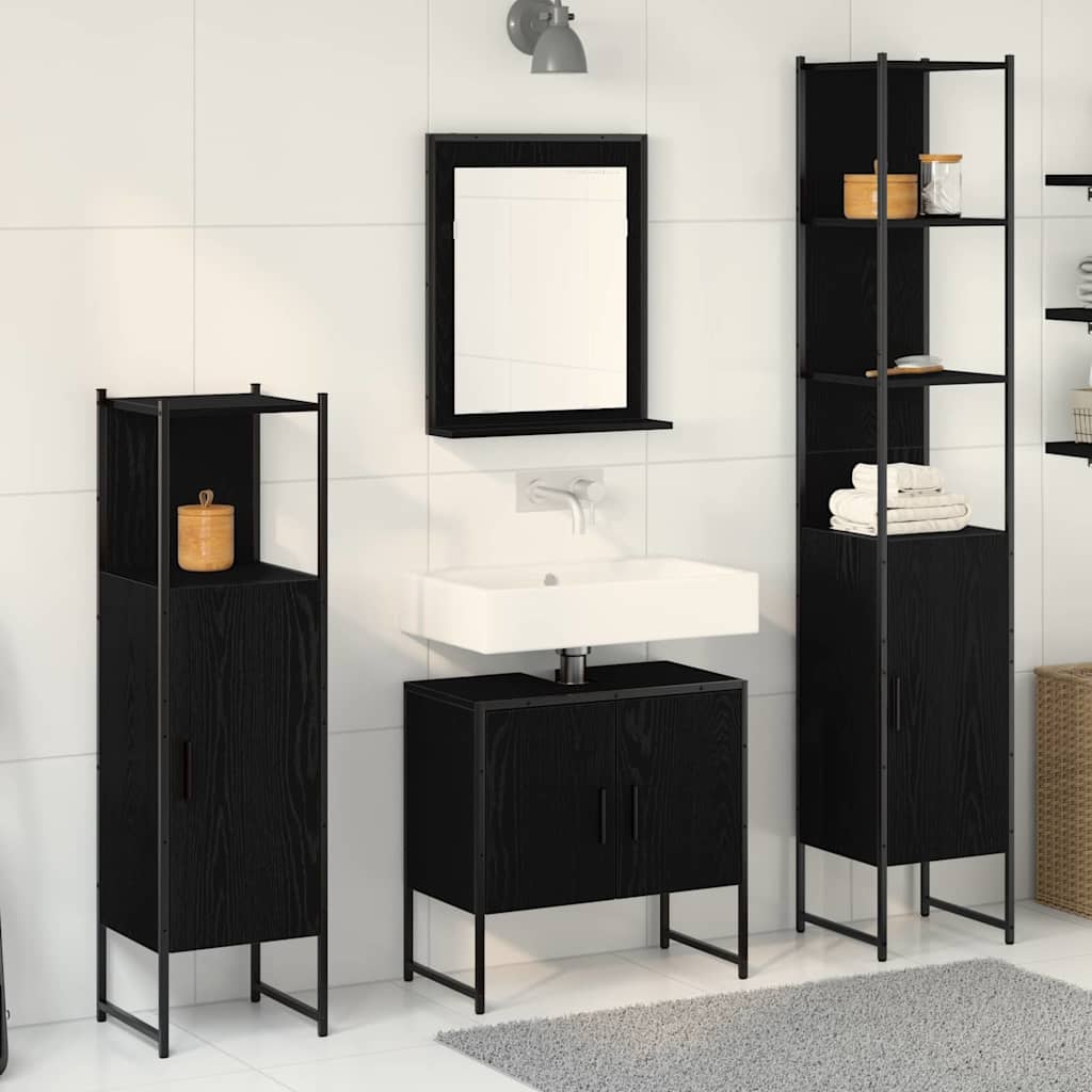 Set namještaja za kupaonicu 4 pcs Crna Konstruirano drvo