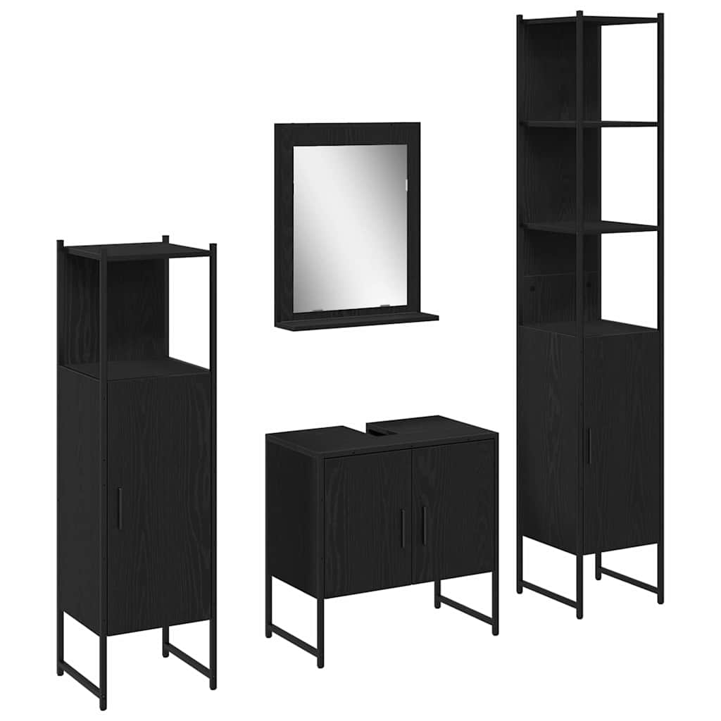Set namještaja za kupaonicu 4 pcs Crna Konstruirano drvo