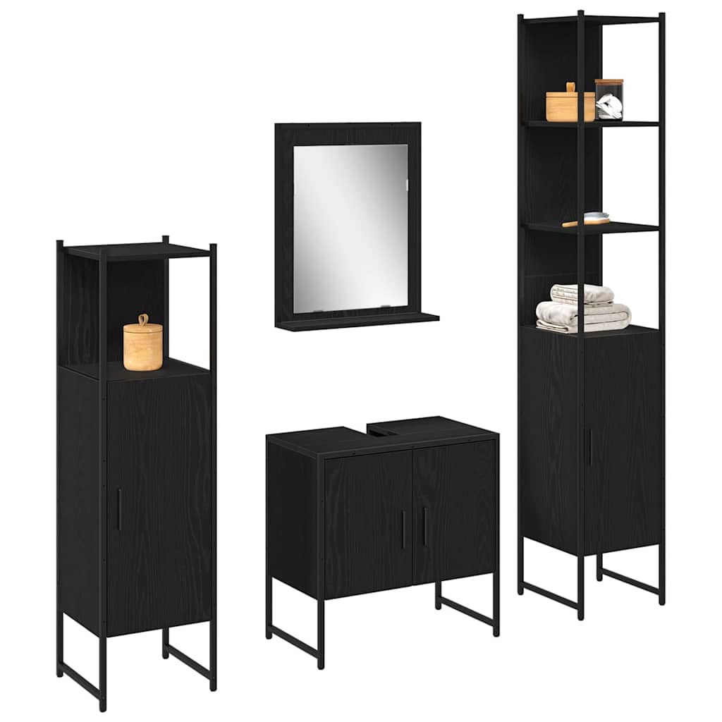 Set namještaja za kupaonicu 4 pcs Crna Konstruirano drvo