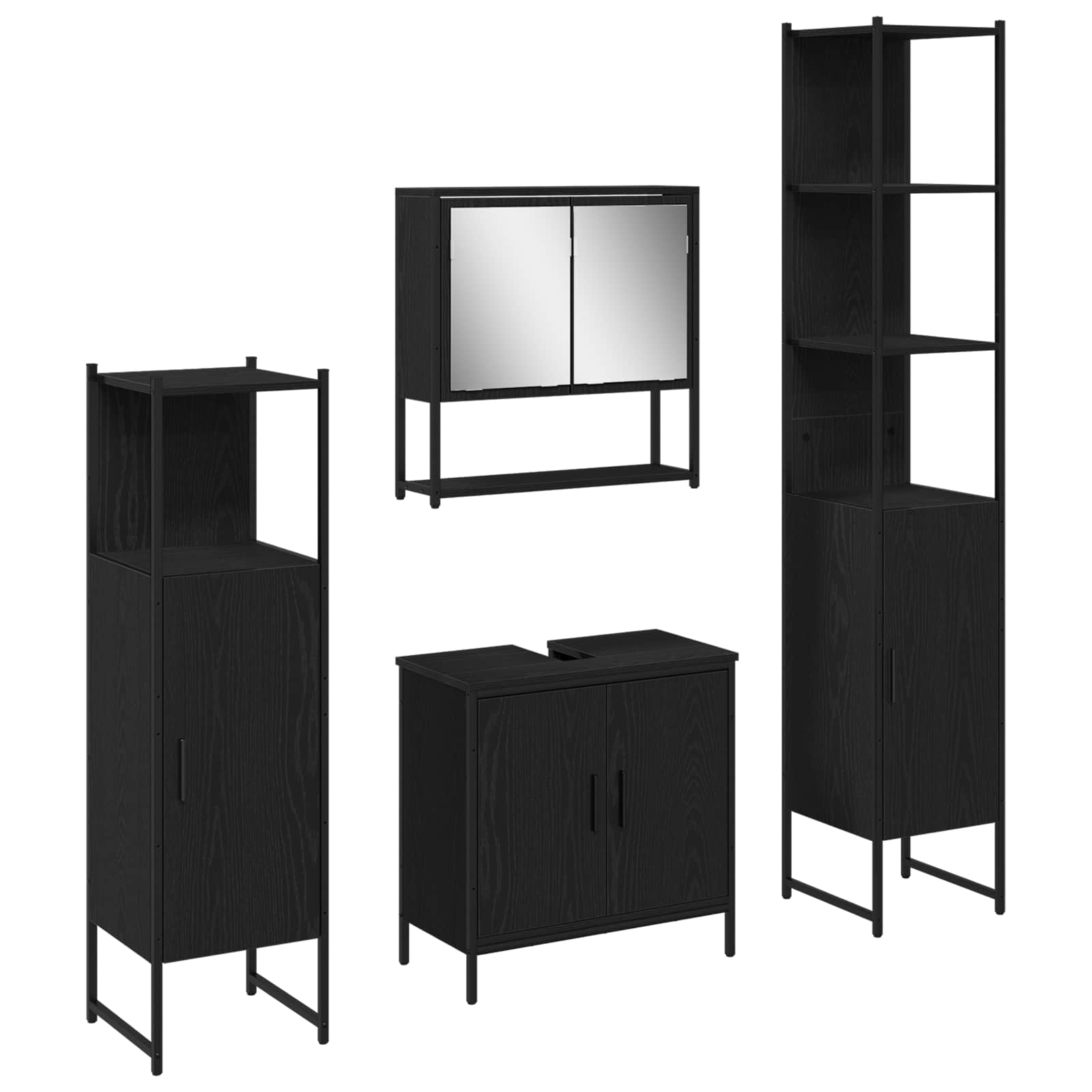 Set namještaja za kupaonicu 4 pcs Crna Konstruirano drvo