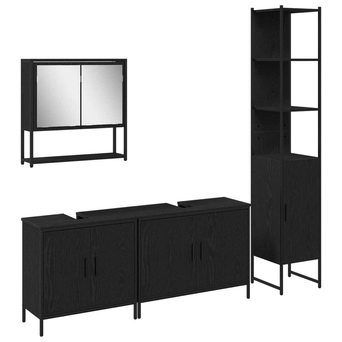 Set namještaja za kupaonicu 4 pcs Crna Konstruirano drvo