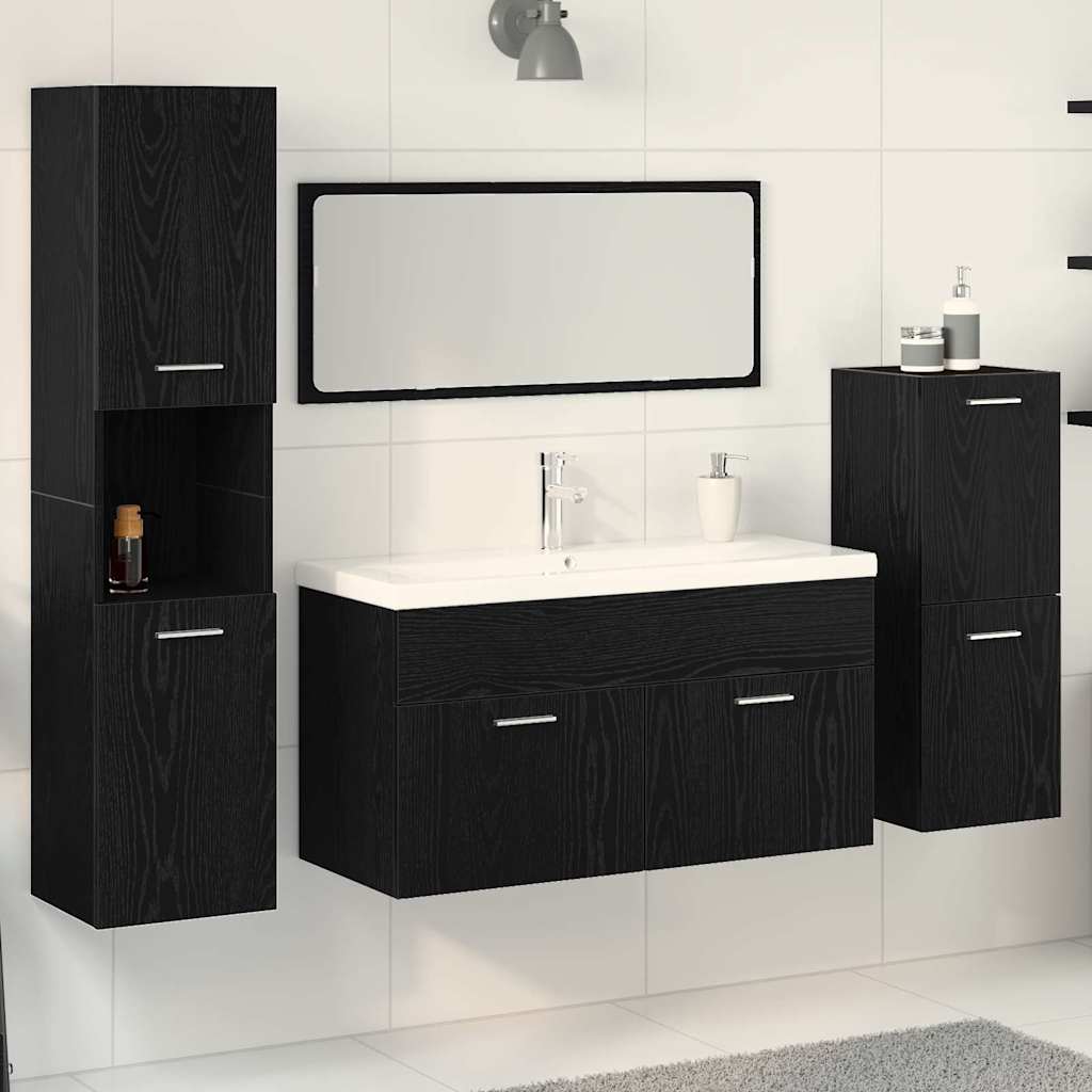 Set namještaja za kupaonicu 4 pcs Crni hrast Konstruirano drvo