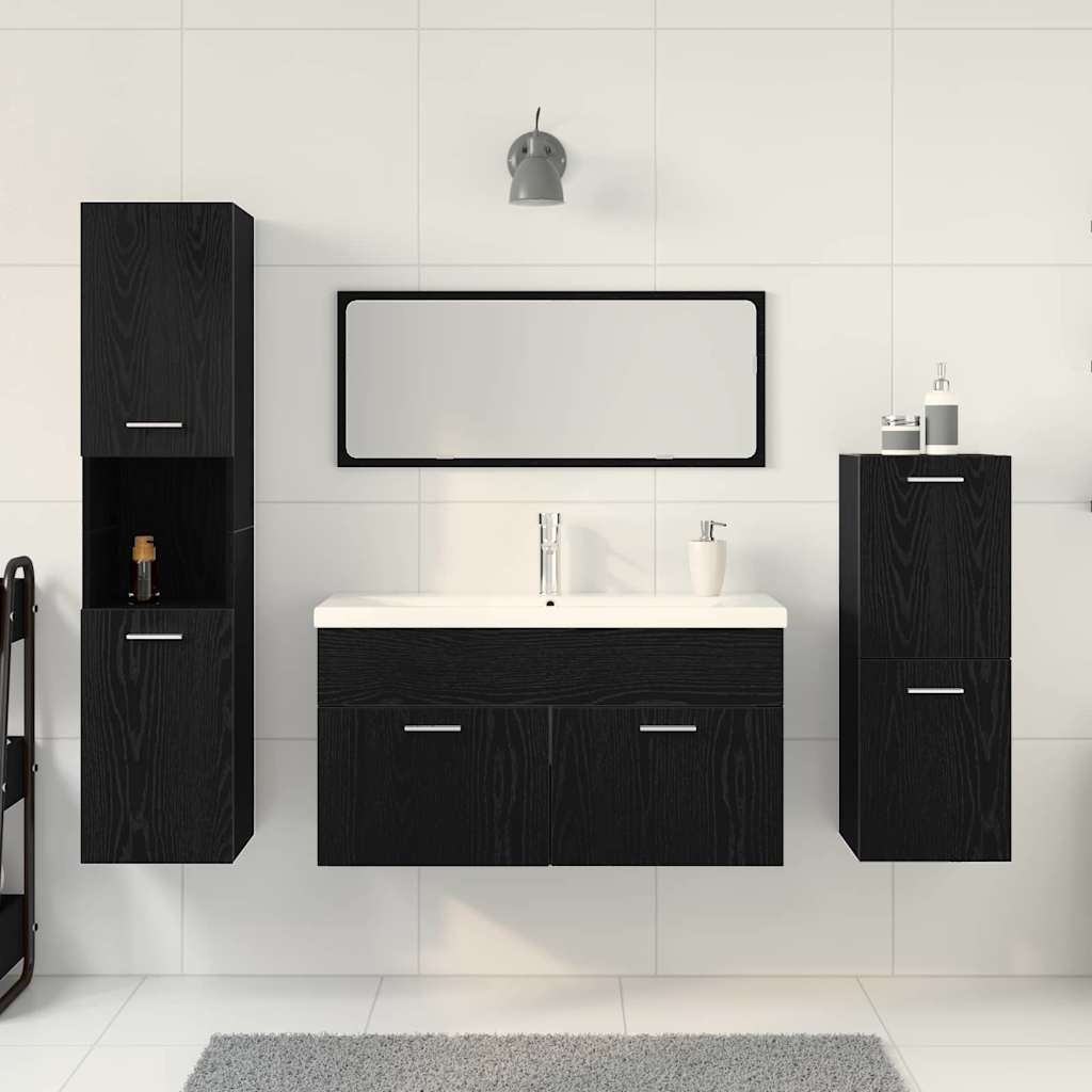 Set namještaja za kupaonicu 4 pcs Crni hrast Konstruirano drvo