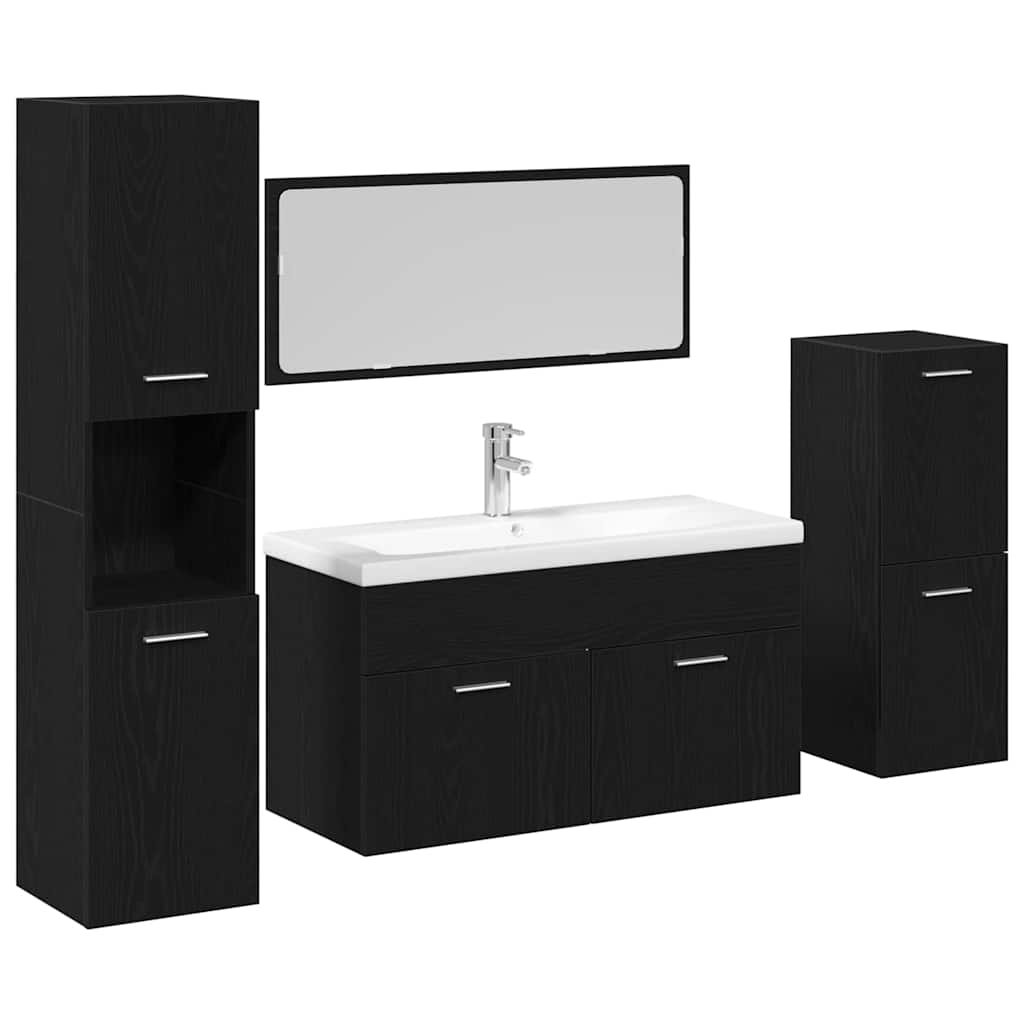 Set namještaja za kupaonicu 4 pcs Crni hrast Konstruirano drvo