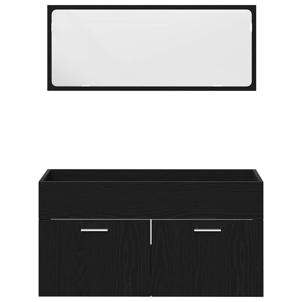 Set namještaja za kupaonicu 4 pcs Crni hrast Konstruirano drvo