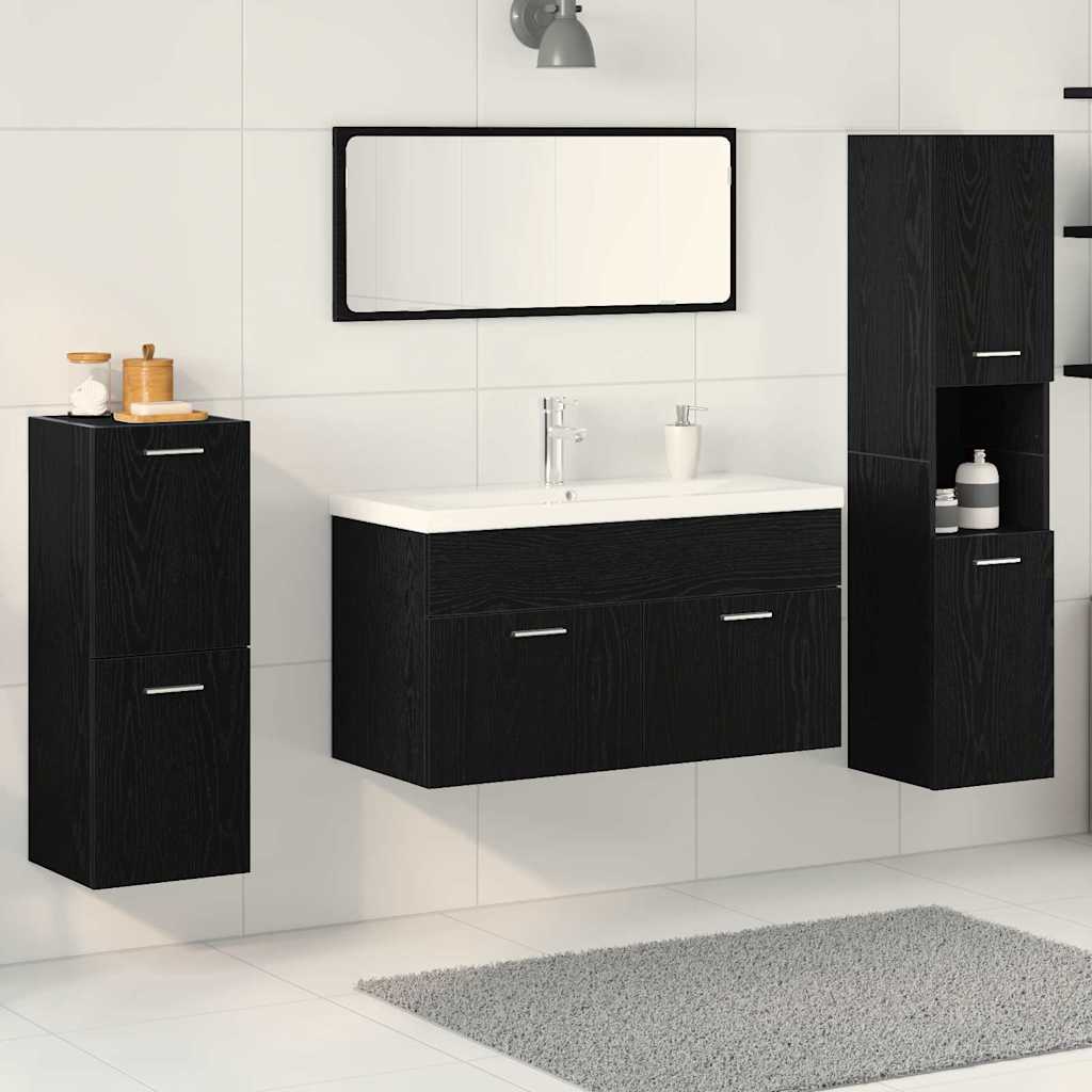 Set namještaja za kupaonicu 5 pcs Crni hrast Konstruirano drvo