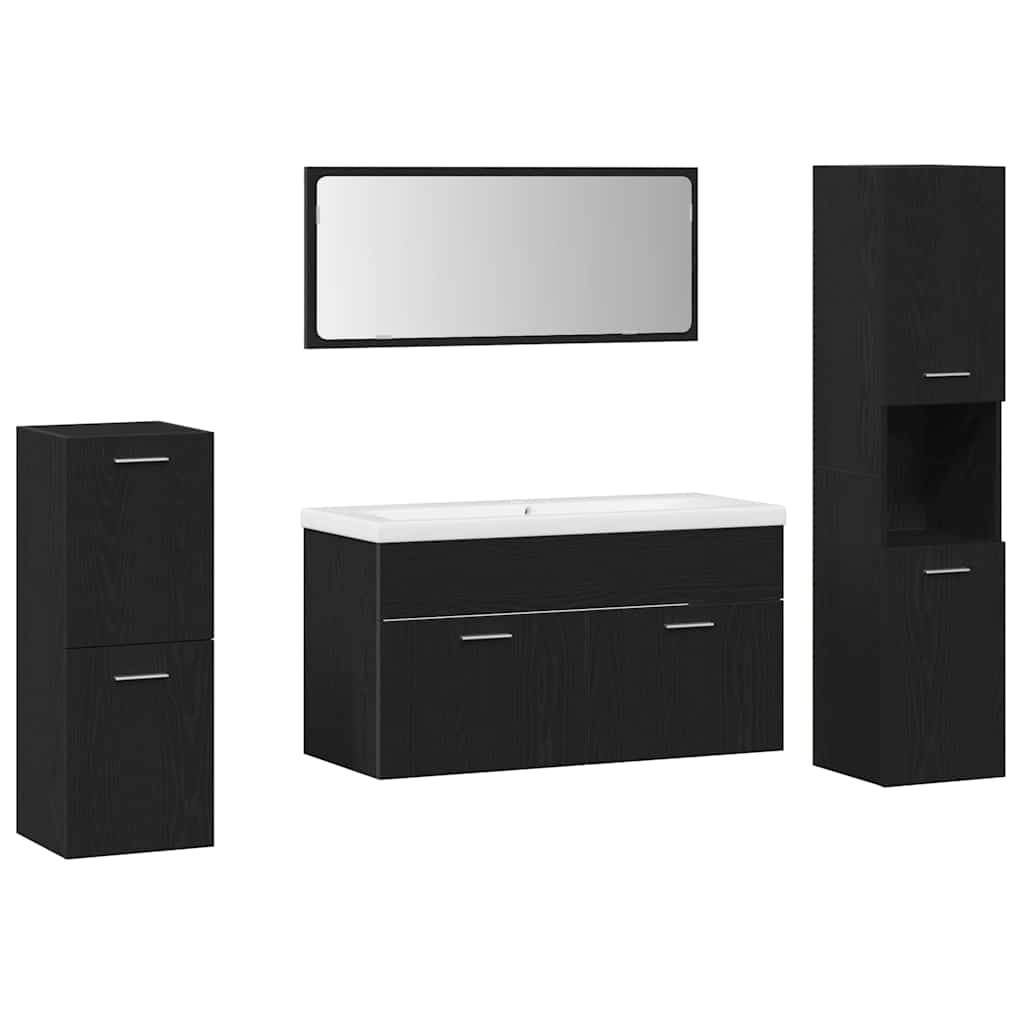 Set namještaja za kupaonicu 5 pcs Crni hrast Konstruirano drvo