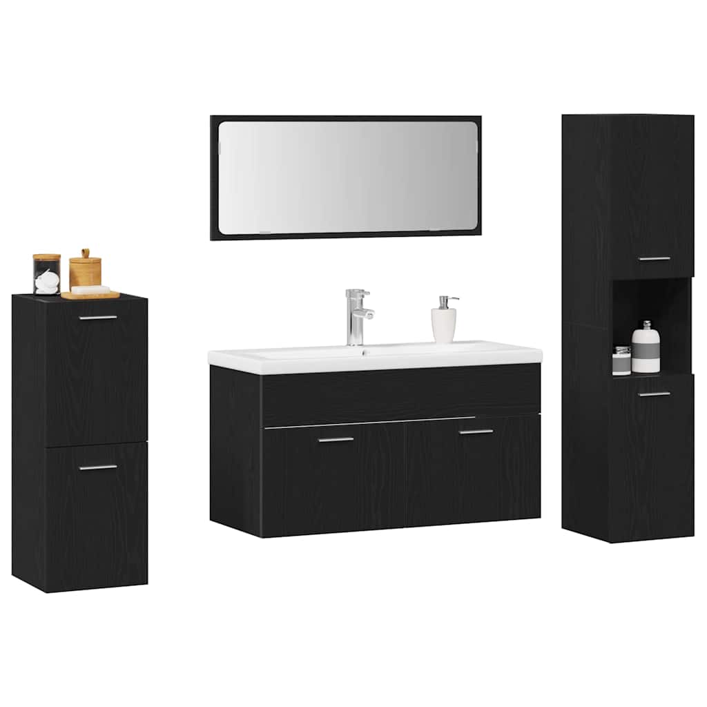 Set namještaja za kupaonicu 5 pcs Crni hrast Konstruirano drvo