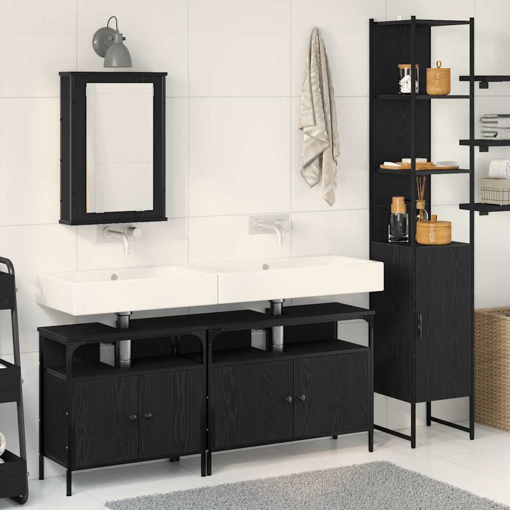 Set namještaja za kupaonicu 4 pcs Crni hrast Konstruirano drvo