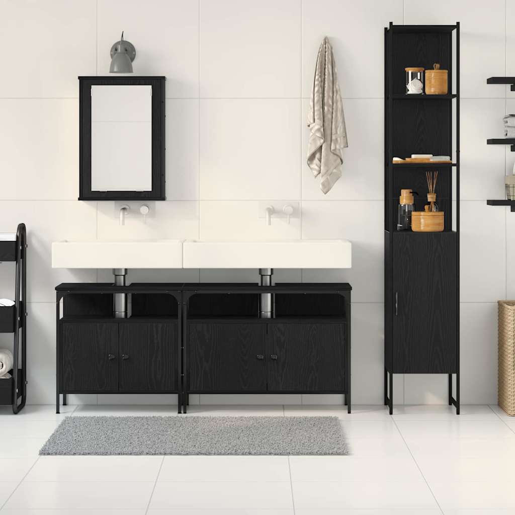 Set namještaja za kupaonicu 4 pcs Crni hrast Konstruirano drvo